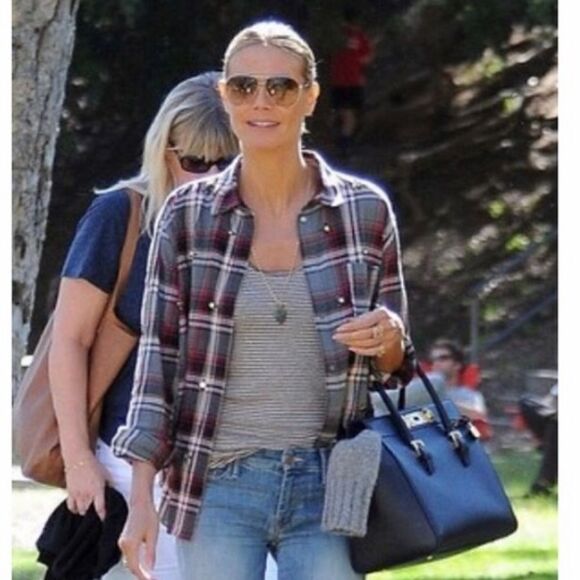 Elizabeth and James Studded Plaid Long Sleeve Shirt Size 4 - Picture 5 of 8